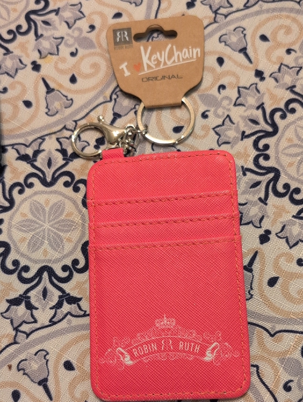 Robin Ruth Coral Pink Cardholder Keychain